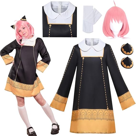 Anya Cosplay Costume for Adults - Complete Set with Wig Headpiece