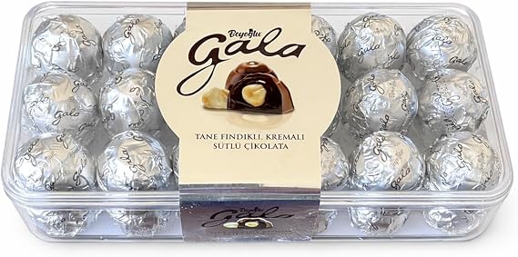 Beyoğlu Gala Tane Fındıklı, Kremalı Sütlü Çikolata, Bayramlık Hediye Kutusu, 370 gr