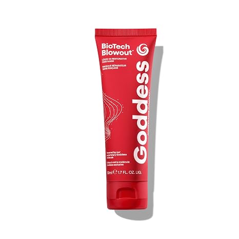 Goddess BioTech Blowout Leave-In Restorative Hair Mask 1.7 Fl Oz | Heat Protectant up to 450F, 8-hour Style Memory and Frizz Control for Damaged, Bleached or Color-stressed Hair