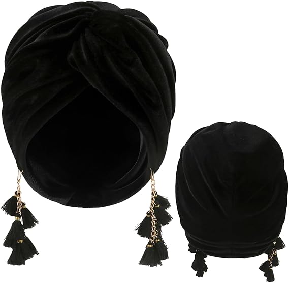 Women Turban,Cozy Polyester Velvet Turban Hats,Indian Turbans Hats Head Wraps Beanie,African Cap for Women
