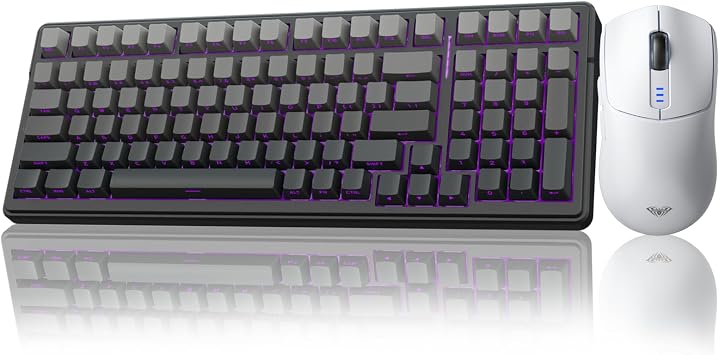 AULA Wireless Keyboard and Mouse Combo, AULA F99 Pro Mechanical Keyboards,Gasket Hot Swappable Custom Keyboard+SC580 Wireless Gaming Mouse White