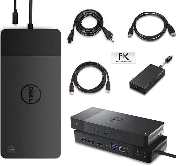 WD22TB4 Dell Docking Station, Performance Dock WD22TB4, 180W Adapter + 130W Power Delivery, Support Dual/Triple Monitor & 4K Displays, with Fkafusion Tech HDMI and DP Cable, New -