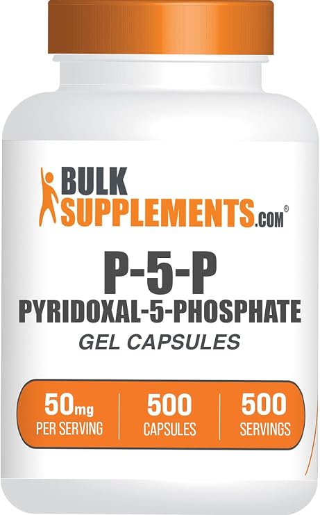 Pyridoxal 5 Phosphate Capsules - P5P Supplement, Vitamin B6 Supplement - Essential & Gluten Free, 1 Capsule per Serving, 50mg Serving, 500 Count (Pack of 1)