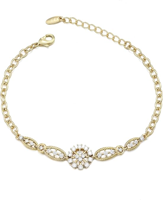 XUPING Gold Infinity Bracelet for Women 14k Gold Plated Tennis Bracelet Cubic Zirconia Rhinestone Dainty Jewelry Gift