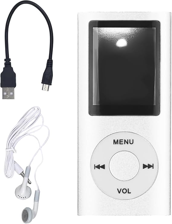 Flylin MP3 Player, Portable 1.8 Inch LCD Music-Player with Earphone Silver