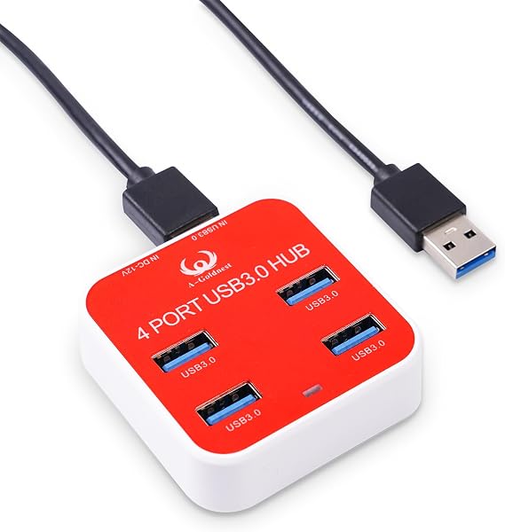 USB 3.0 Hub, 4-Port USB Hub,3.3ft Extension Cable ,USB Splitter USB Expander for Laptop, Xbox, Flash Drive, HDD, Console, Printer, Camera,Keyborad, Mouse (Red)