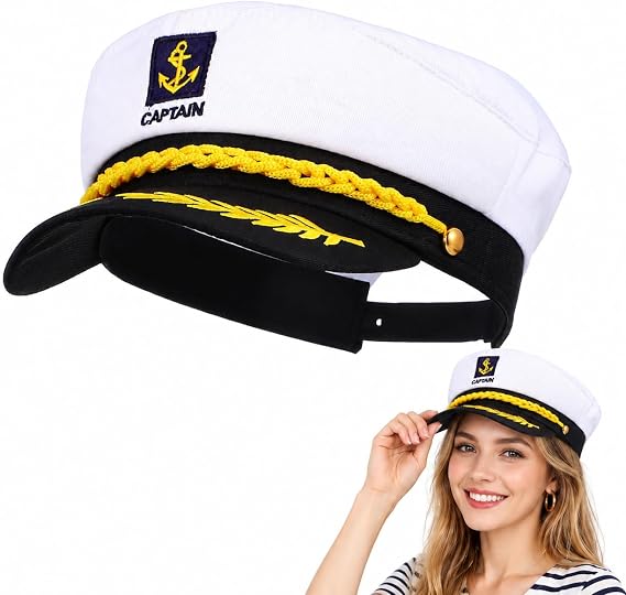 FENICAL Embroidered Captain's Hat Adult Yacht Boat Sailor Costume Hat Marine Navy Cap Lightweight 9.84X7.87X1.96In