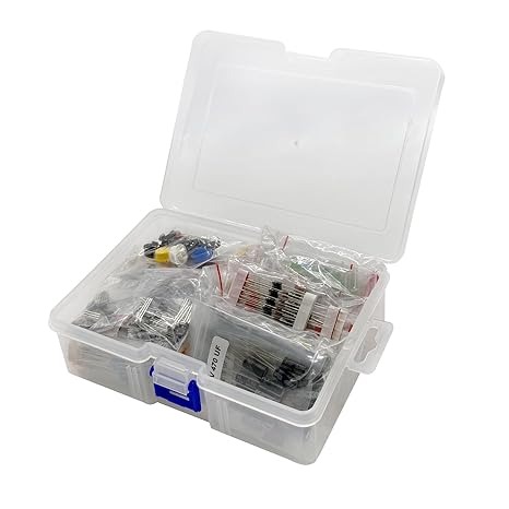 Electronic Component Assortment Kit, Total 1410Pcs, Metal Film Resistors, LED Diodes, Common Diodes, Electrolytic Capacitor, Ceramic Capacitors, Transistors for Electronics DIY Project