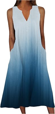 Summer Dresses for Women 2025 Casual V-Neck Beach Party Maxi Sundress Loose Sleeveless Floral Print Tshirt Dress