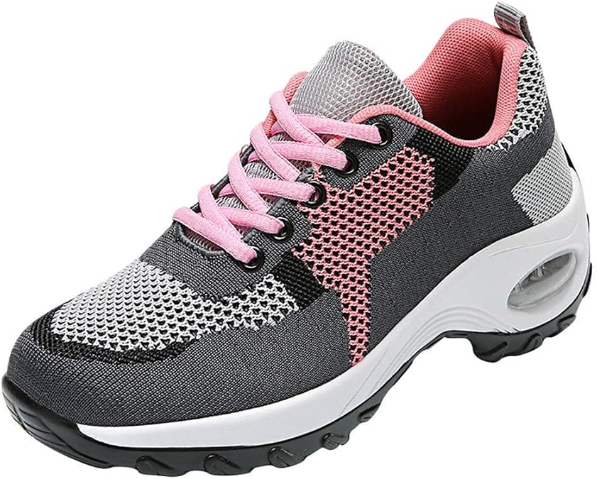 BORAMAX Running Shoes Women Tennis Shoes Lace Up Sneakers Shoes Breathable On Solid Slip Casual Womens Fashion Lightweight