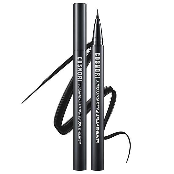 COSNORI Superproof Brush Eyeliner 01 Black - 24h Pen Eyeliner Super Slim Lasting Liquid Eye Liner - Smudge, Budge Resistant Wear Allergen Free 0.02 fl.oz.