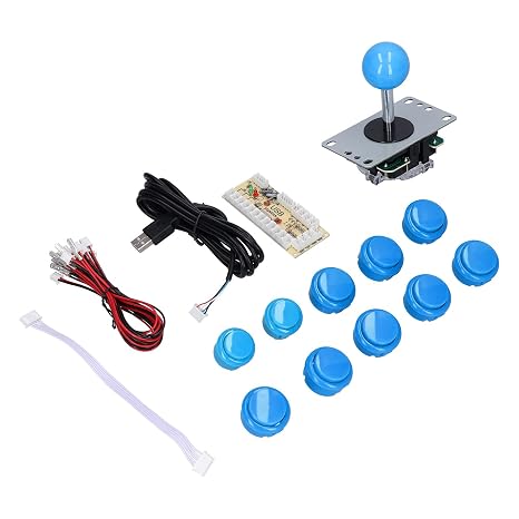 Hilitand Game Joystick Kits DIY Parts Delay USB Encoder + 8 Way Joystick + 10x Push Buttons for PC Game DIY Projects(blue) [video game]