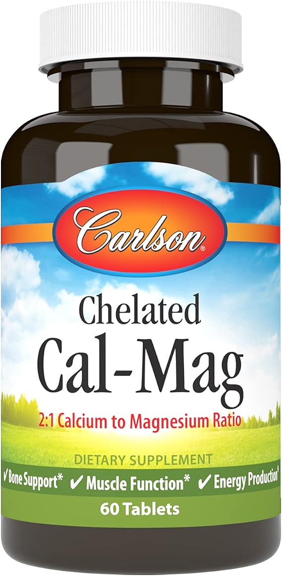 Carlson Chelated Cal-Mag, 2:1 Calcium to Magnesium Ratio, 60 tablets