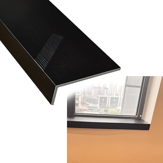 Window Sill Cover Balcony Window Sills Protector Black Texture Finish, Window Sill Replacement Cover for Windowsill Remodel, Waterproof Window Cill Countertop(90cm x 25cm (35 3/8" x 9 7/8"))
