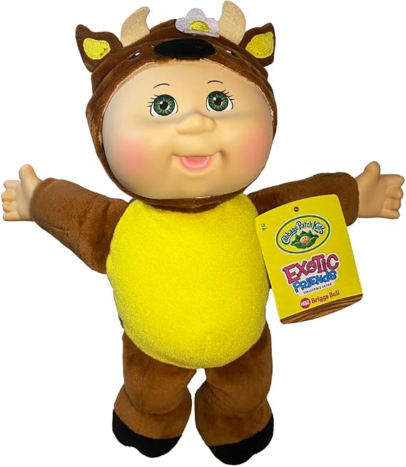 Cabbage Patch Kids Collectible Cuties Exotic Friends 9-Inch Briggs Bull Reindeer Baby Doll, Brown