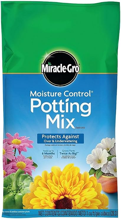 Miracle-Gro Moisture Control Potting Mix for Container Plants, Protects Against Over- and Under-Watering, 1 cu ft (Pack of 3)