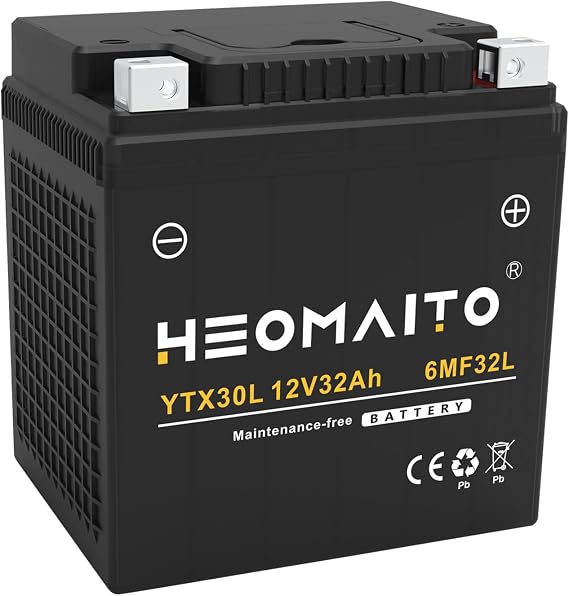 Lead-Acid Battery YTX30L-BS, 12V 32Ah, 550 CCA, 6MF32L Maintenance-Free Power, for AGM Motorcycle Battery, Motorcycles 5001200 CC, ATVs 5001200 CC