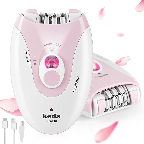 Epilators Hair Removal for Women, 2 Speed Hair Removal Device with LED Light, Rechargeable Trimmer for Epilator Bikini, Face, Arm, Legs, Armpits