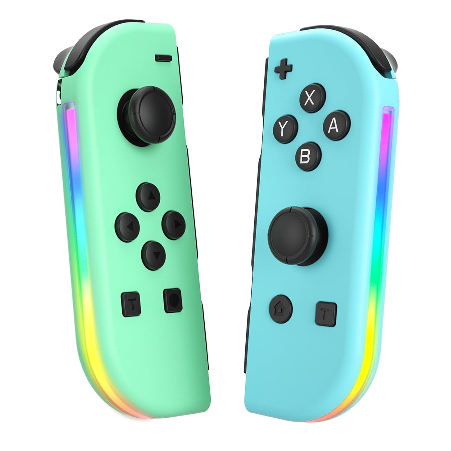 Haiovia Replacement for Nintendo Switch Joycon Controller,Wireless controllers with Nintendo Switch Joycons ,Compatible for SwitchOLEDLite, Support Dual VibrationWake-upMotion ControlRGB Lights,GreenBlue