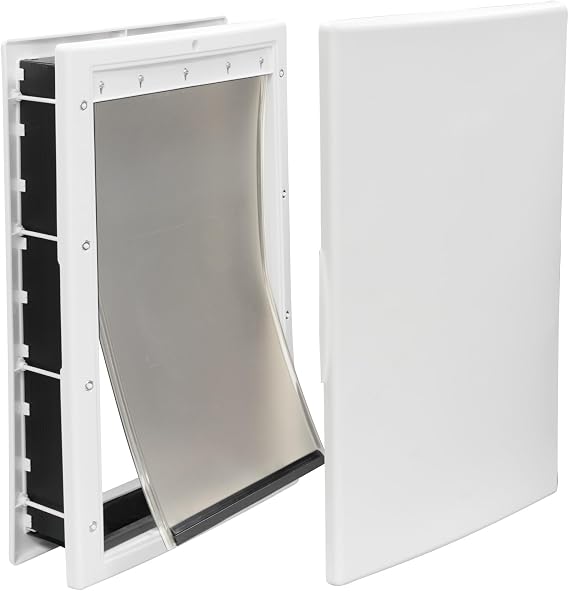 Premier Pet Plastic Pet Door, Magnetic Closure, DIY Install, Large, White | Durable Plastic Frame, Magnetic Closure, Snap-on Security Panel, Cleanable Flap, Multi-Pet Ready