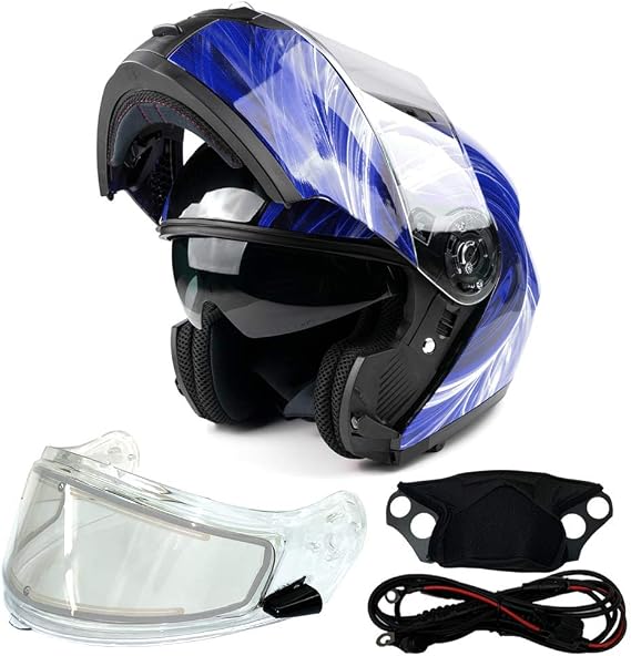 Modular Full Face Snowmobile Helmet with Heated Shield, Breath Box Typhoon TH158
