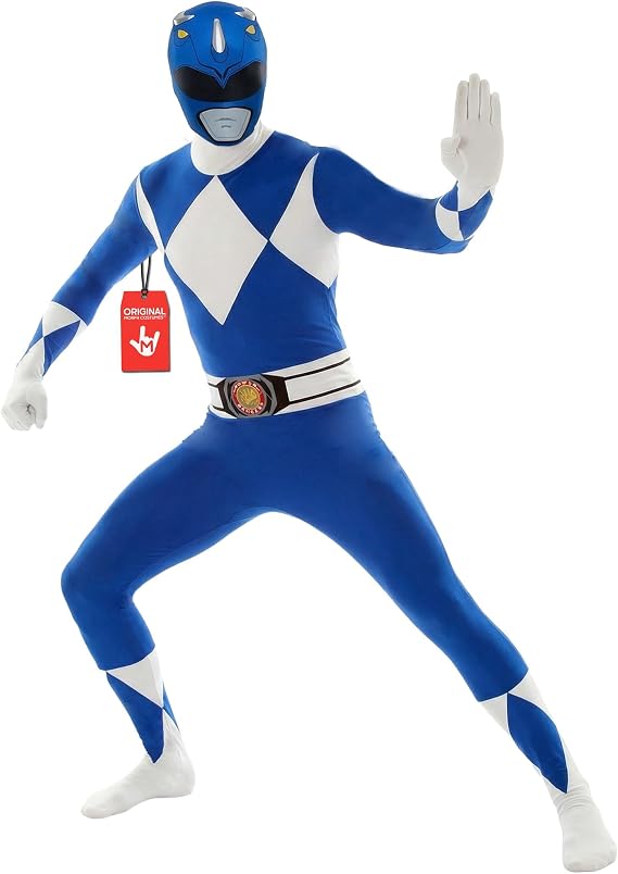 Morphsuits Blue Power Ranger Costume, Halloween Costumes Adult | Iconic Blue Spandex Morphsuit, Perfect for Halloween, Great for Dress-Up
