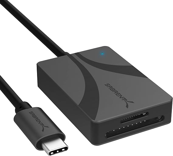 SABRENT USB-C Card Reader, Dual-Slot UHS-II SD & microSD (CR-CSDM) | UHS-II SDXC + microSDXC; SD 4.0; USB-C; high-speed dual-slot memory card reader