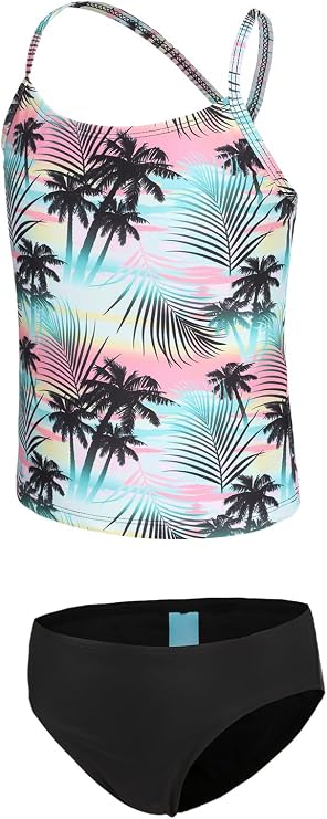 Girls Two Piece Swimming Costume Kids Girls 2 Piece Swimsuit Hawaiian Swimwear for Girls Tankini 5-16 Years