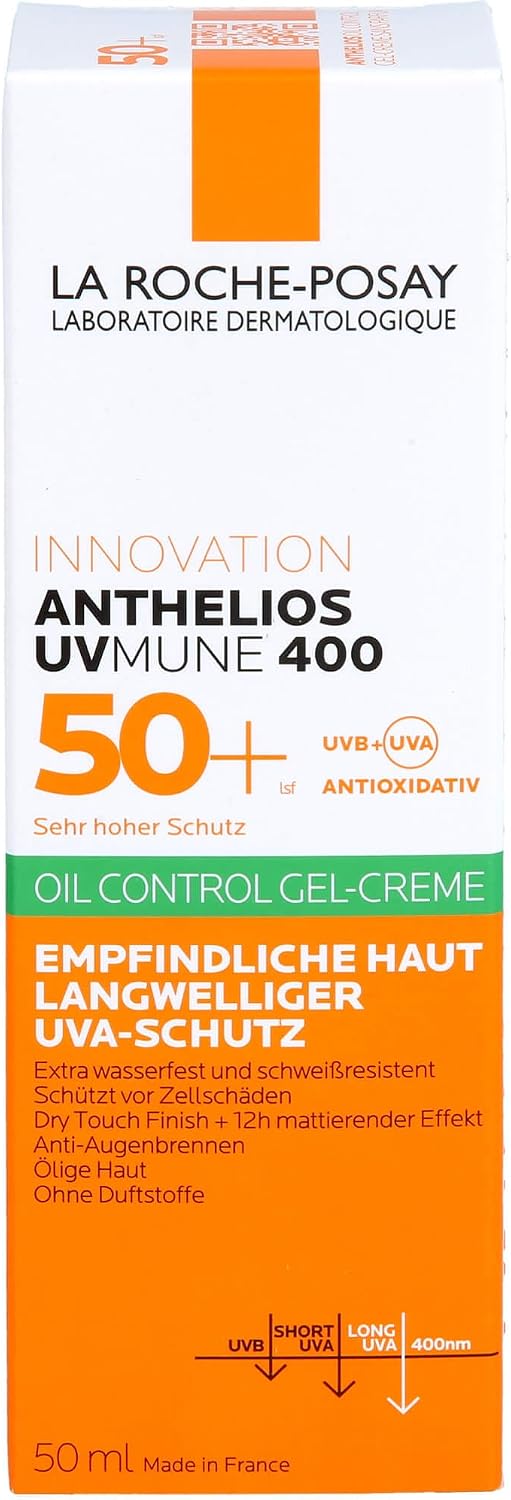 La Roche-Posay Innovation Anthelios UV Mune 400 50 Oil Control Gel Creme Ultra Long UVA Protection Sans Parfum 50 ml