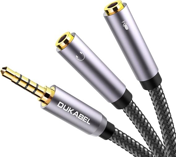 Headsets Adapter, 3.5mm Headphone Microphone Splitter - 11inch/30CM | Separate Headphone and Microphone, 24K Gold-Plated Connector, Compatible with PS5, Xbox One Controller, Smartphone, PC