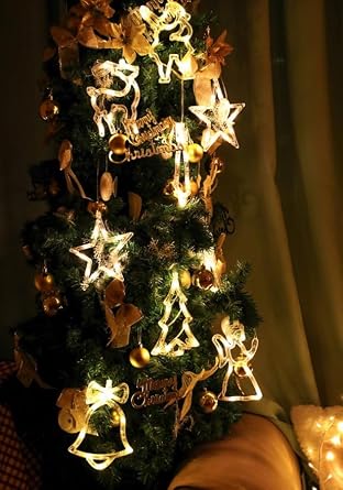 iCAN Indoor Window Hanging Light 8 Warm White LEDs Angel Shape Battery Powered Christmas Holiday Decor for Home