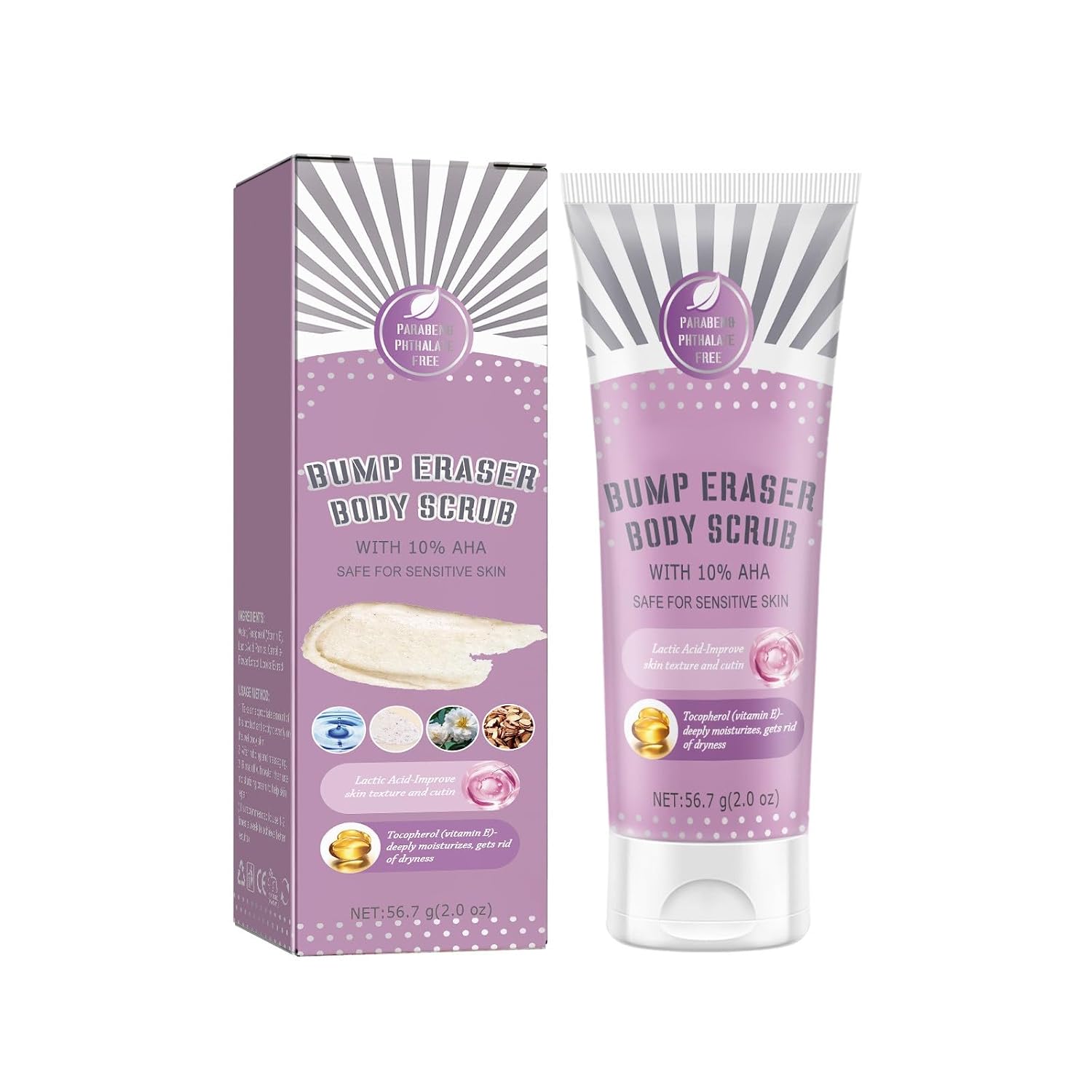 Bump Eraser Body Scrub, Body Scrub For Deep Cleansing Moisturizing,Exfoliating Body Scrub for Knees,Arms,Neck Purple, One Size