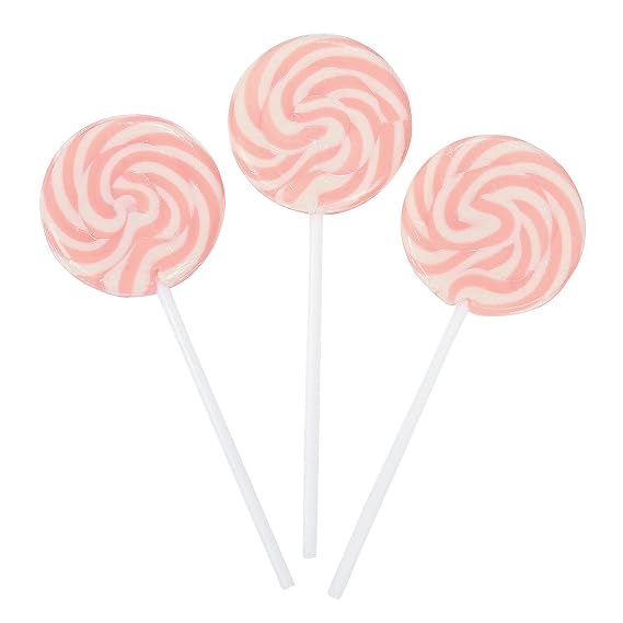 Pink Swirl Lollipop Suckers - 24 Individually Wrapped Pieces