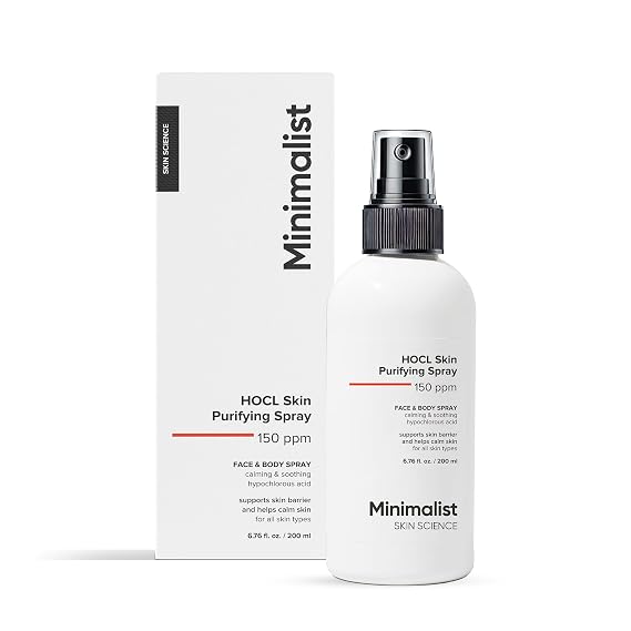 Minimalist Hypochlorous Acid (HOCl) Spray for Face & Body| for Acne, Eczema & Redness Relief | Reduces Irritation & Purifies Skin Post-Workout | 6.76 fl oz