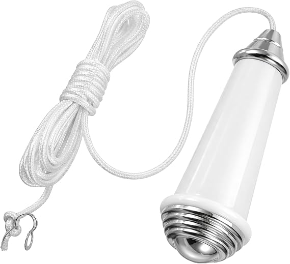 Light Pull Cord Handle With 1.5m White Nylon Cord, White Aluminium Alloy Pull Light Switch for Bathroom Ceiling Light Fan Pendant, Lightweight Decorative Pull Cord Accessory for Home Lighting