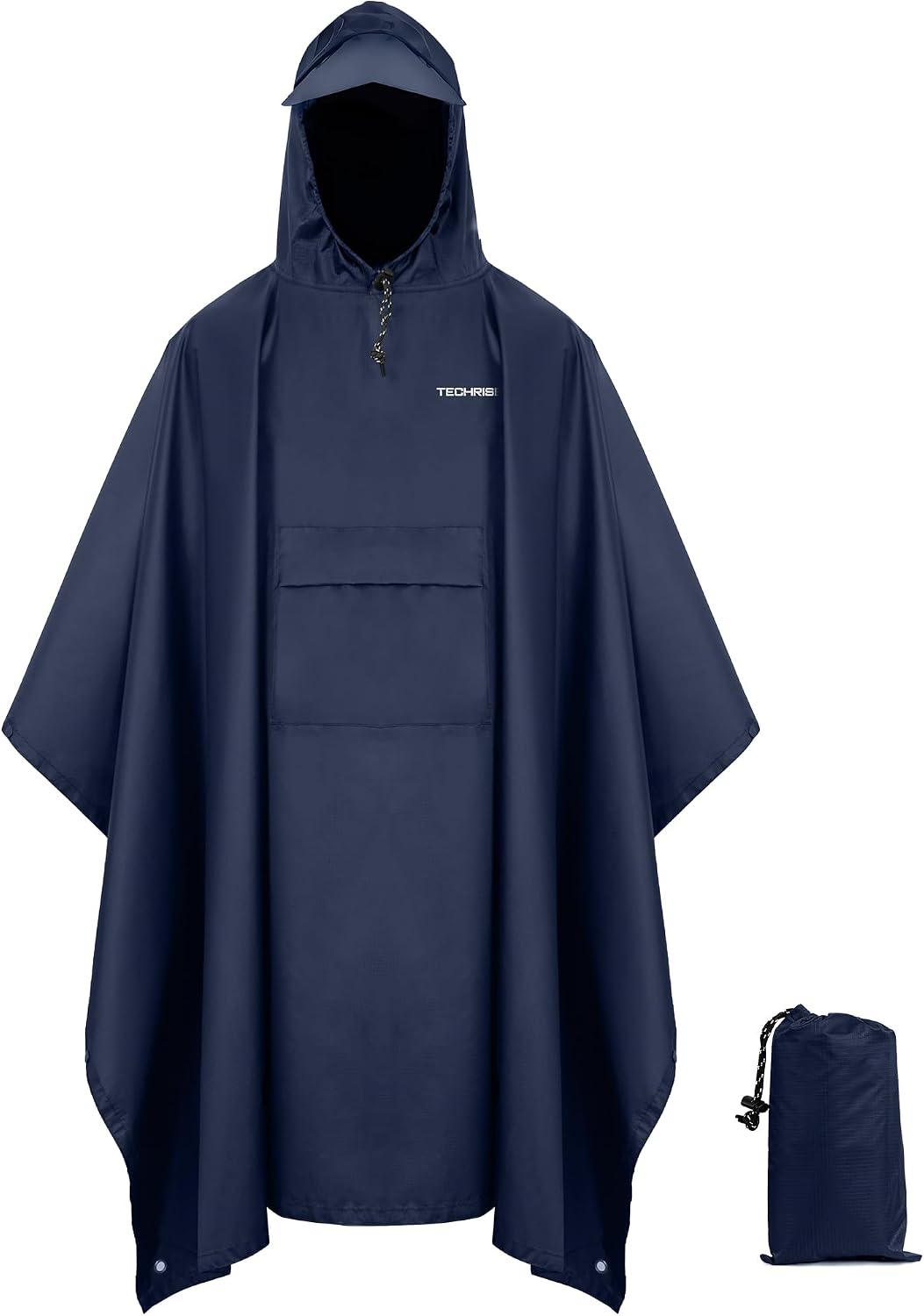 TechRise Waterproof Rain Poncho, Reusable Adult Rain Coat Lightweight Raincoat with Hood for Men and Women, 3-in-1 Multifunctional Rain Cape Jacket for Hiking, Camping and Outdoor Activities, One Size