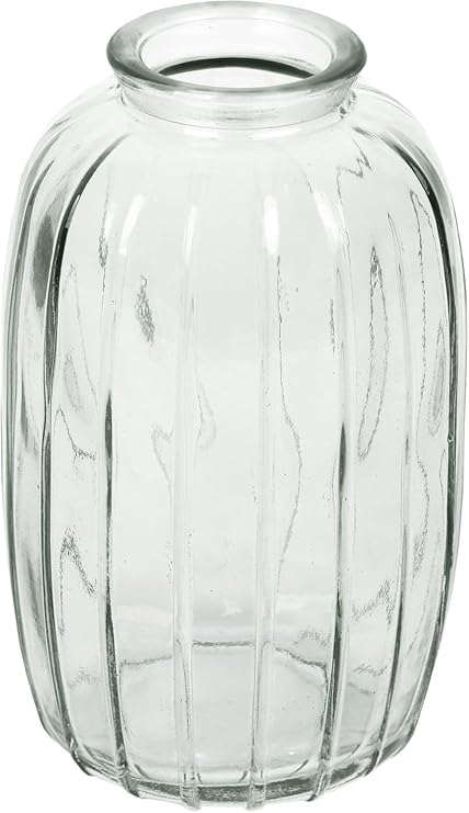 Talking Tables Clear Glass Bud Vase for flowers, stylish single stem elegant wedding table centrepiece decorations window sill decor, garden parties, summer dining, mantle styling, and gifting 12cm