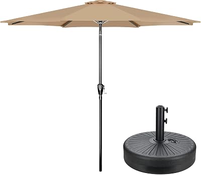 Simple Deluxe 9ft Outdoor Market Table Patio Umbrella with Button Tilt