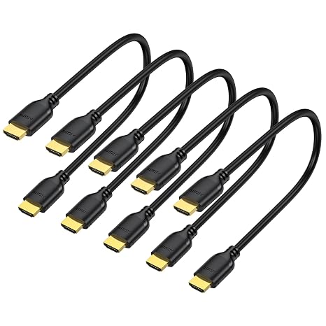 Short HDMI Cable 1 Foot 5-Pack, 4K 1FT HDMI to HDMI Cable High Speed | HDMI 2.0 Cord Supports 4K@60Hz, 2K, 1080P, HDCP 2.2, HDR, 3D, ARC & Ethernet