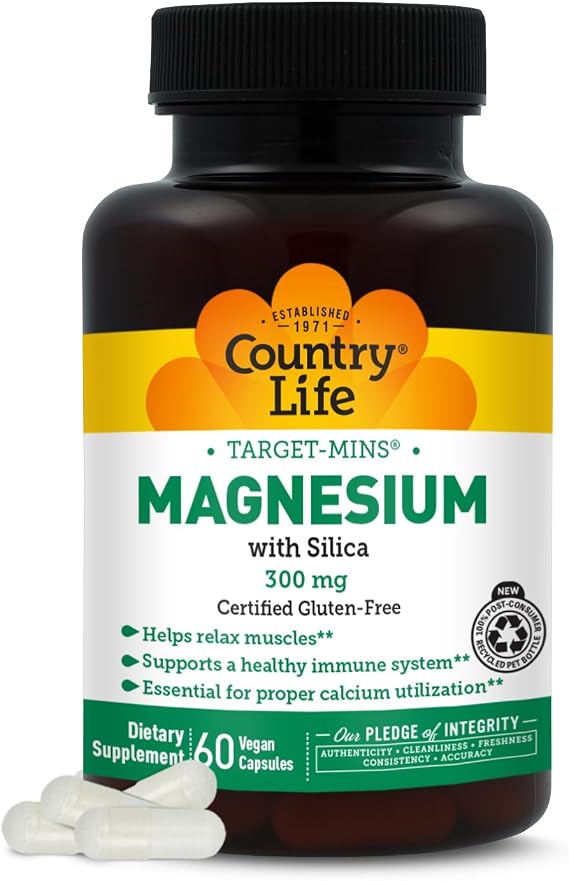 Country Life Target-Mins Magnesium with Silica 300mg, 60 Capsules
