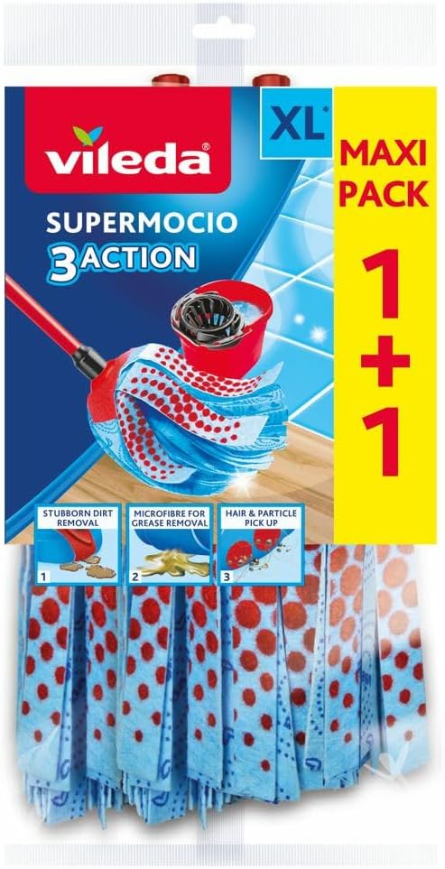 Vileda SuperMocio 3Action Mop Replacement Head Microfibre Pack of 2
