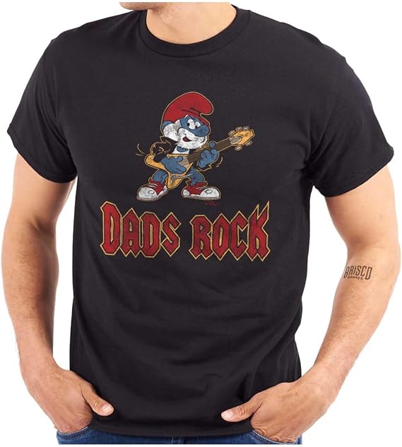 Papa Smurf Dads Rock Musical Father Mens Graphic T Shirt Tees