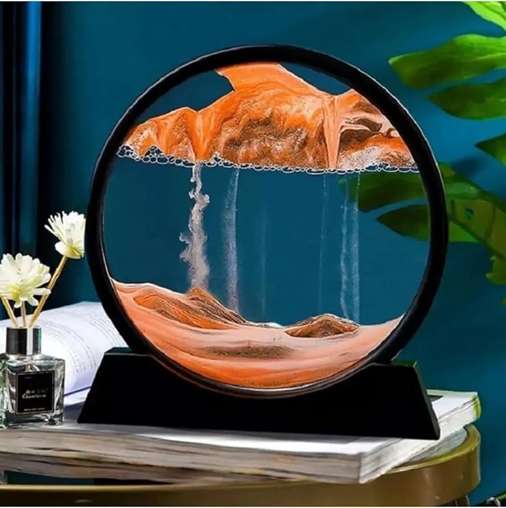 7' Inch Orange Color Decorative Round Hourglass Desert Themed Stylish Hourglass Stress Reliever 18x17cm