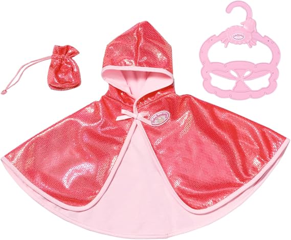 Baby Annabell Little Sweet Cape 706503 - For Toddler Dolls Sized 36cm - Includes Doll, Cape, Bag, and Hanger - Suitable From 1 Year | Hood with glitter sequins, hanger and little bag included, fits 36 cm dolls