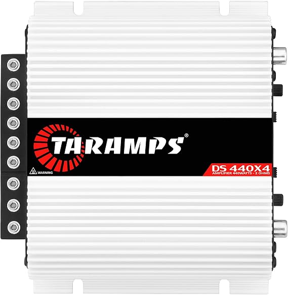 Taramps DS 440X4 2 Ohms 440W RMS Full Range 4-Channel Amplifier | Full Range Class D performance with High-Level speaker inputs and automatic turn-on for factory radio integration.