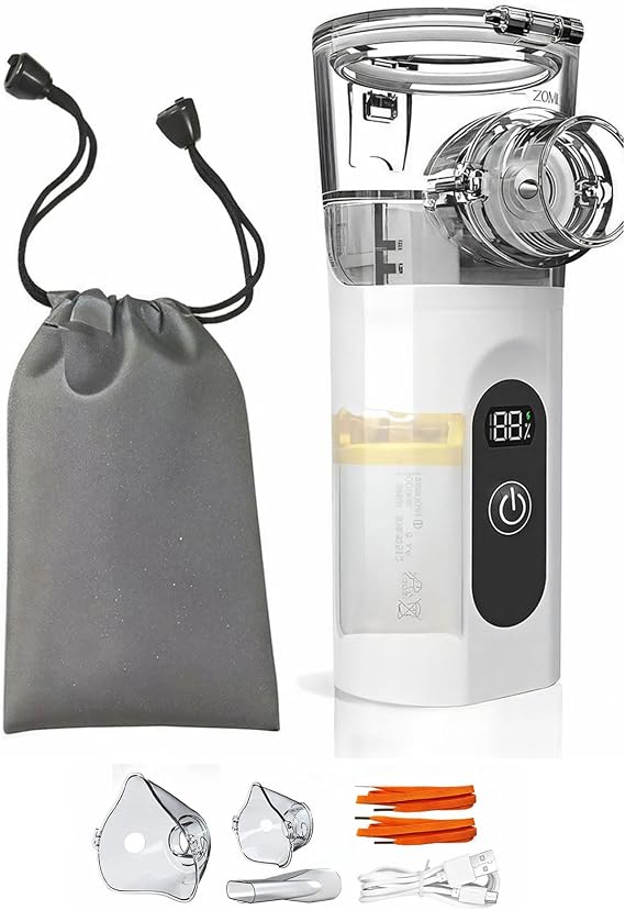 Portable Mesh Nebulizer with Digital Display and Dual Fog Modes, Ultra-Quiet Operation for Home Healthcare Use