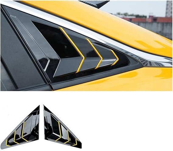 Carbon Black Compatible For MG 5 GT Accessories 2021-2024 Look Garnish Car Shutters Cover Rear Window Louver Side Vent Trim Frame Moulding(Black yellow)