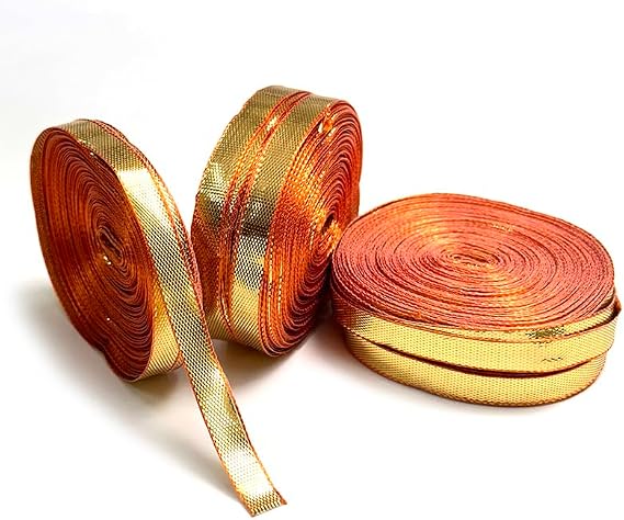 Embroiderymaterial Gota Patti Trim Lace Ribbon Borders for Traditional Clothing Gold Color (110 Meter)