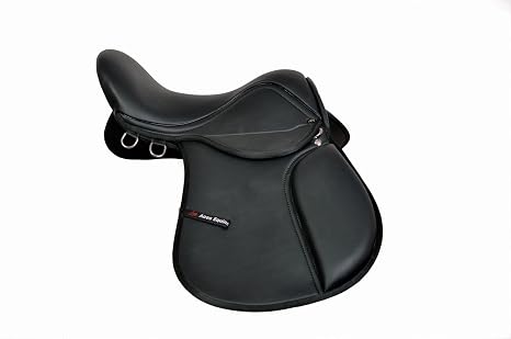 Synthetic Leather General Purpose Horse Saddle Deep Padded 17 Inch Seat Lightweight Comfortable Black