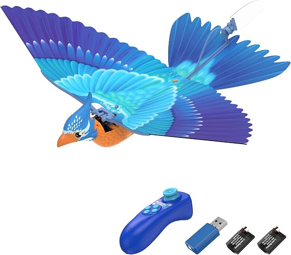 Bionic RC Bird Toy, Remote Control Flying Bird, Single Flapping-wing Design, 6-axis Gyro, Easy Indoor & Outdoor RC Toys for Kids, Boys and Girls - Kingfisher
